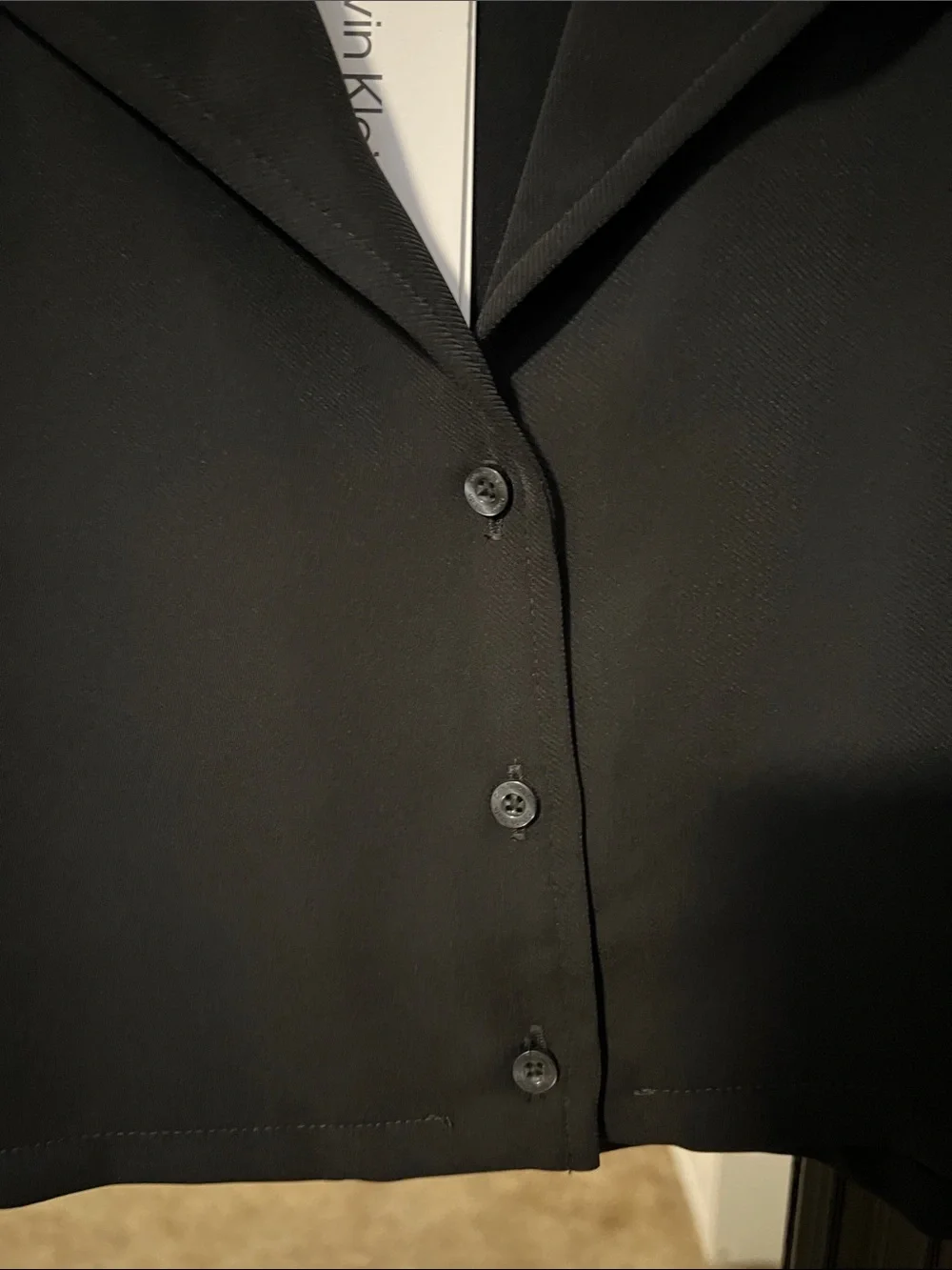 Calvin Klein Black Cropped Button-Front Top - Picture 8 of 12